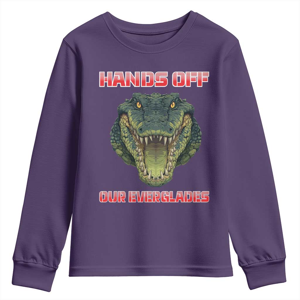 Hands Off Our Everglades Youth Sweatshirt Fierce Alligator Protest TS02 Purple Print Your Wear