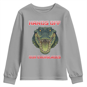 Hands Off Our Everglades Youth Sweatshirt Fierce Alligator Protest TS02 Sport Gray Print Your Wear