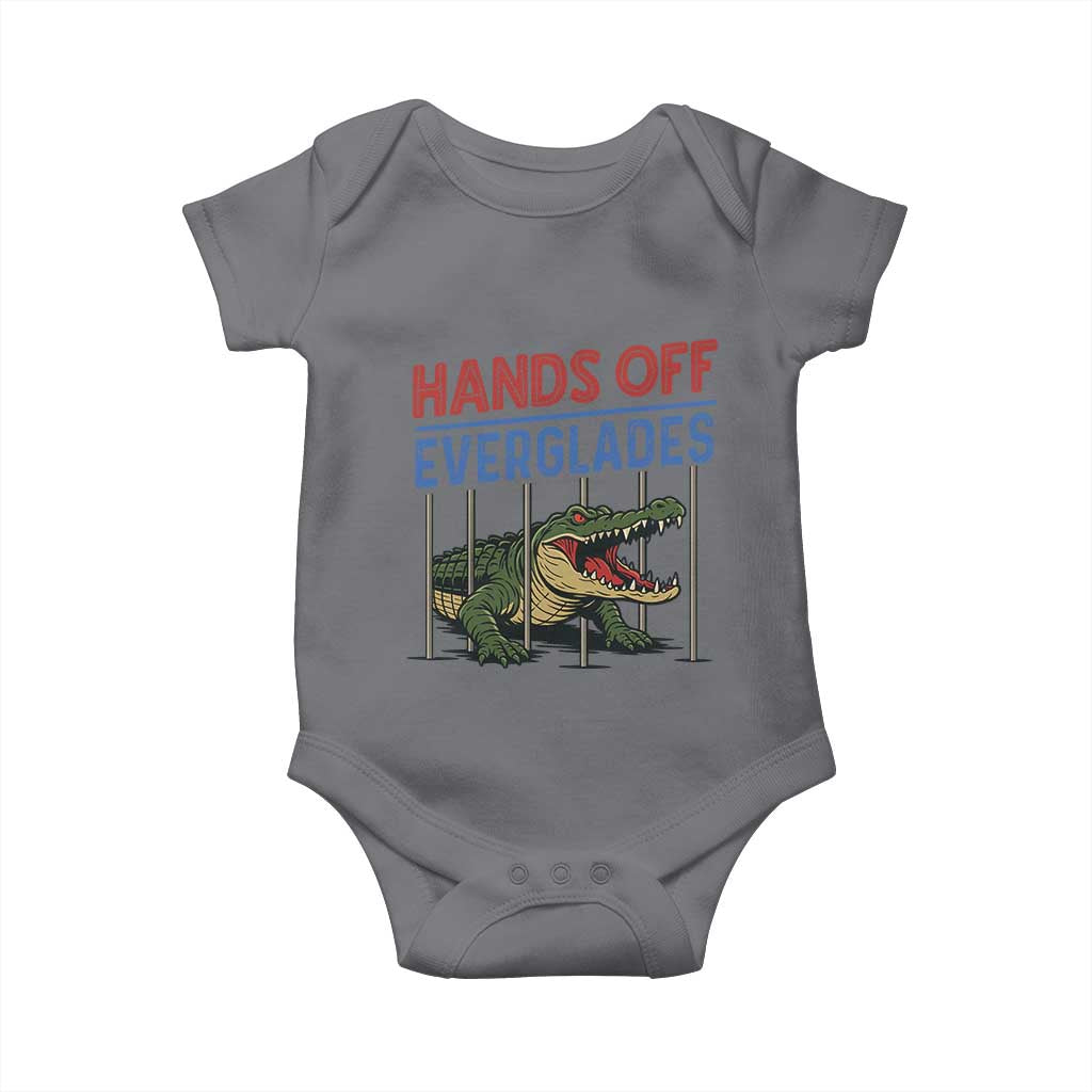 Hands Off Everglades Baby Onesie Alligator Protest TS02 Charcoal Print Your Wear