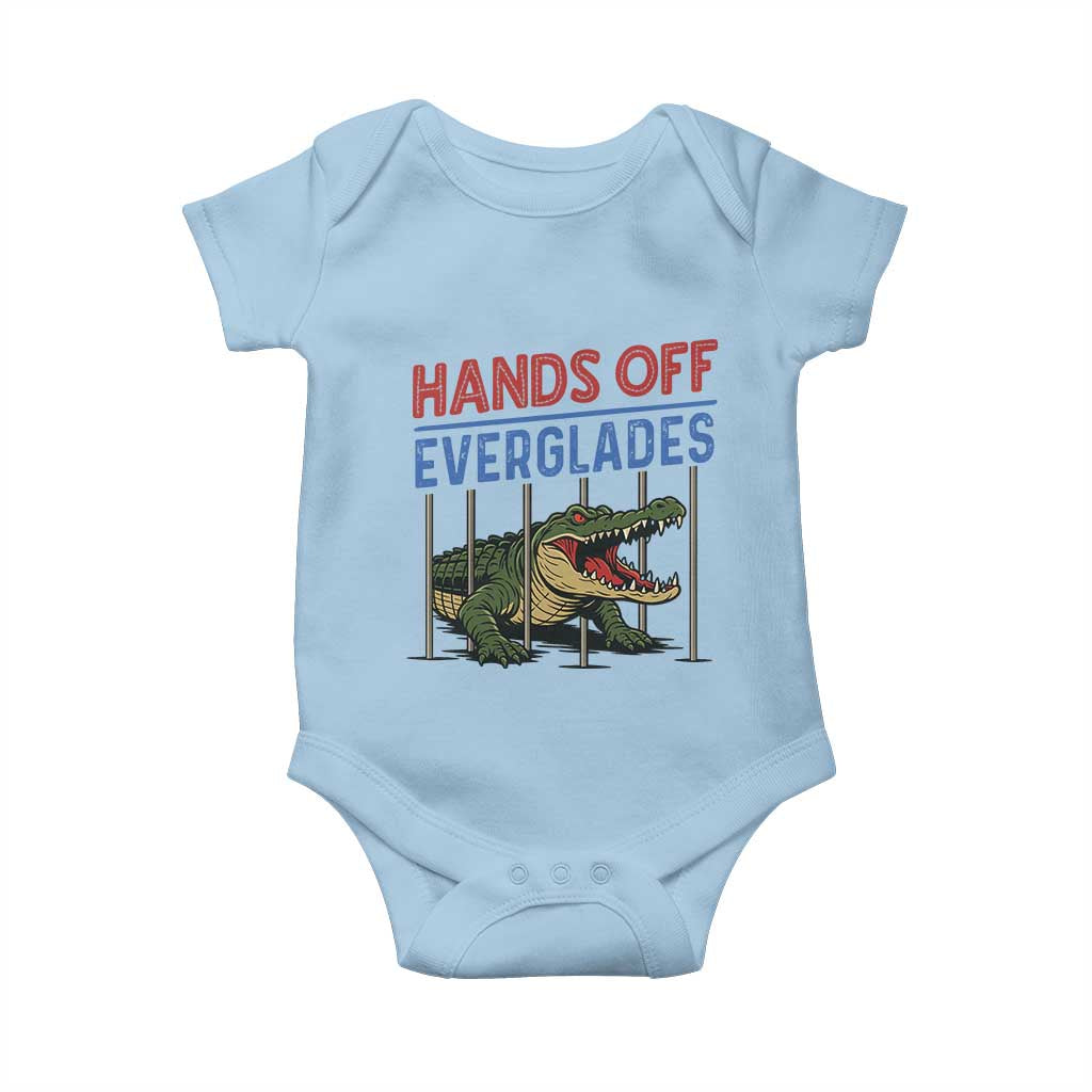 Hands Off Everglades Baby Onesie Alligator Protest TS02 Light Blue Print Your Wear