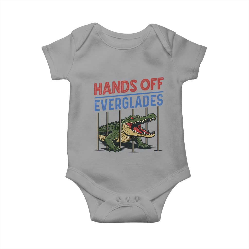 Hands Off Everglades Baby Onesie Alligator Protest TS02 Sport Gray Print Your Wear