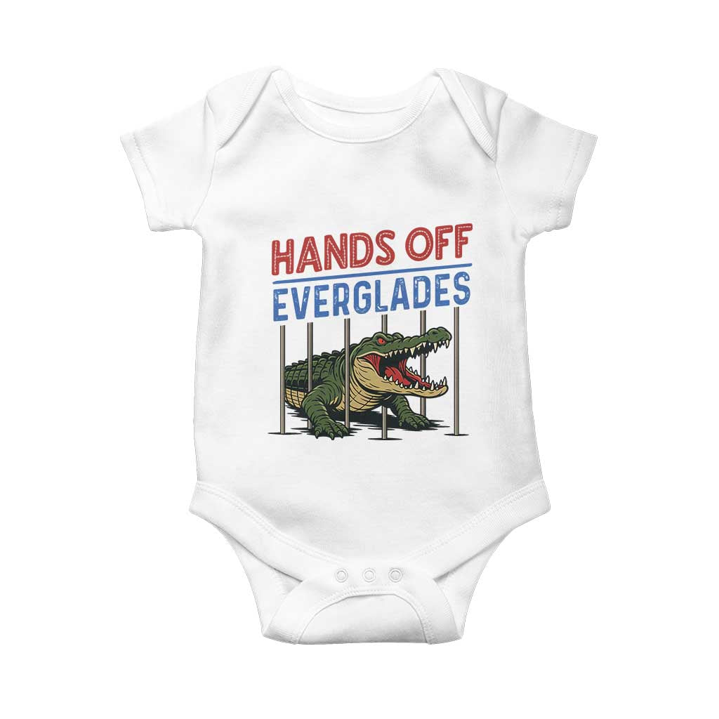 Hands Off Everglades Baby Onesie Alligator Protest TS02 White Print Your Wear