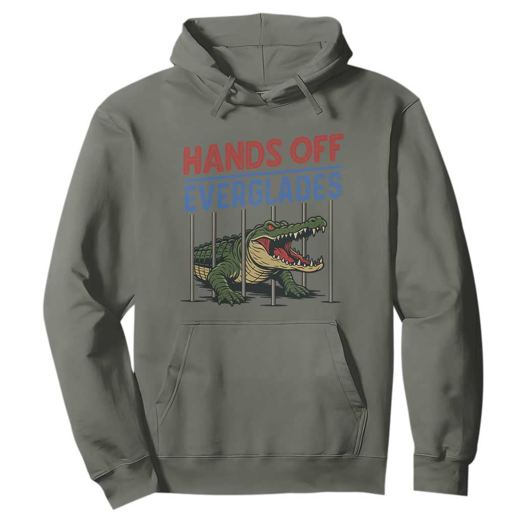 Hands Off Everglades Hoodie Alligator Protest TS02 Military Green Print Your Wear