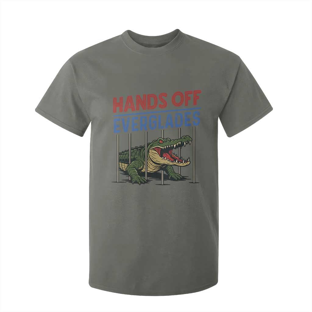 Hands Off Everglades T Shirt For Kid Alligator Protest TS02 Military Green Print Your Wear