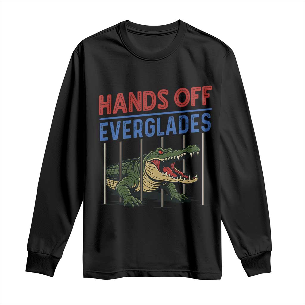 Hands Off Everglades Long Sleeve Shirt Alligator Protest TS02 Black Print Your Wear