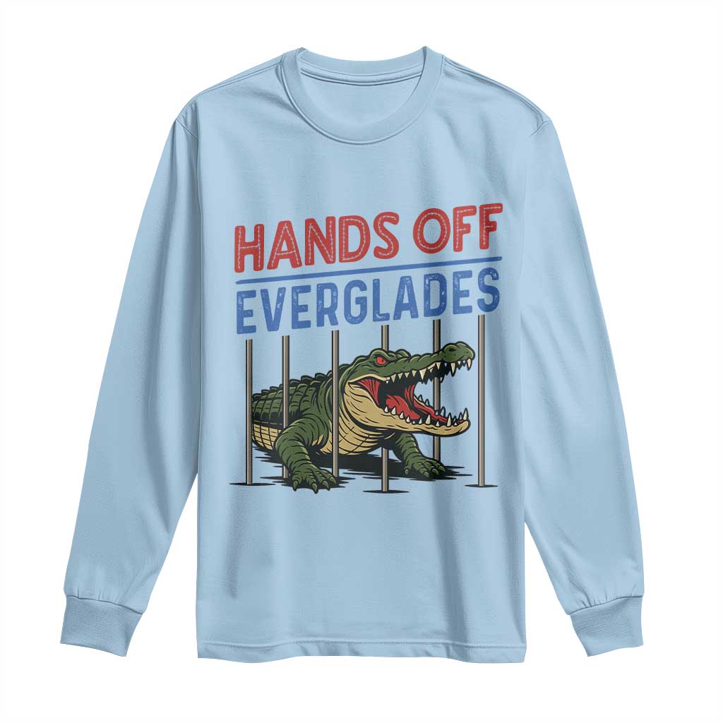 Hands Off Everglades Long Sleeve Shirt Alligator Protest TS02 Light Blue Print Your Wear