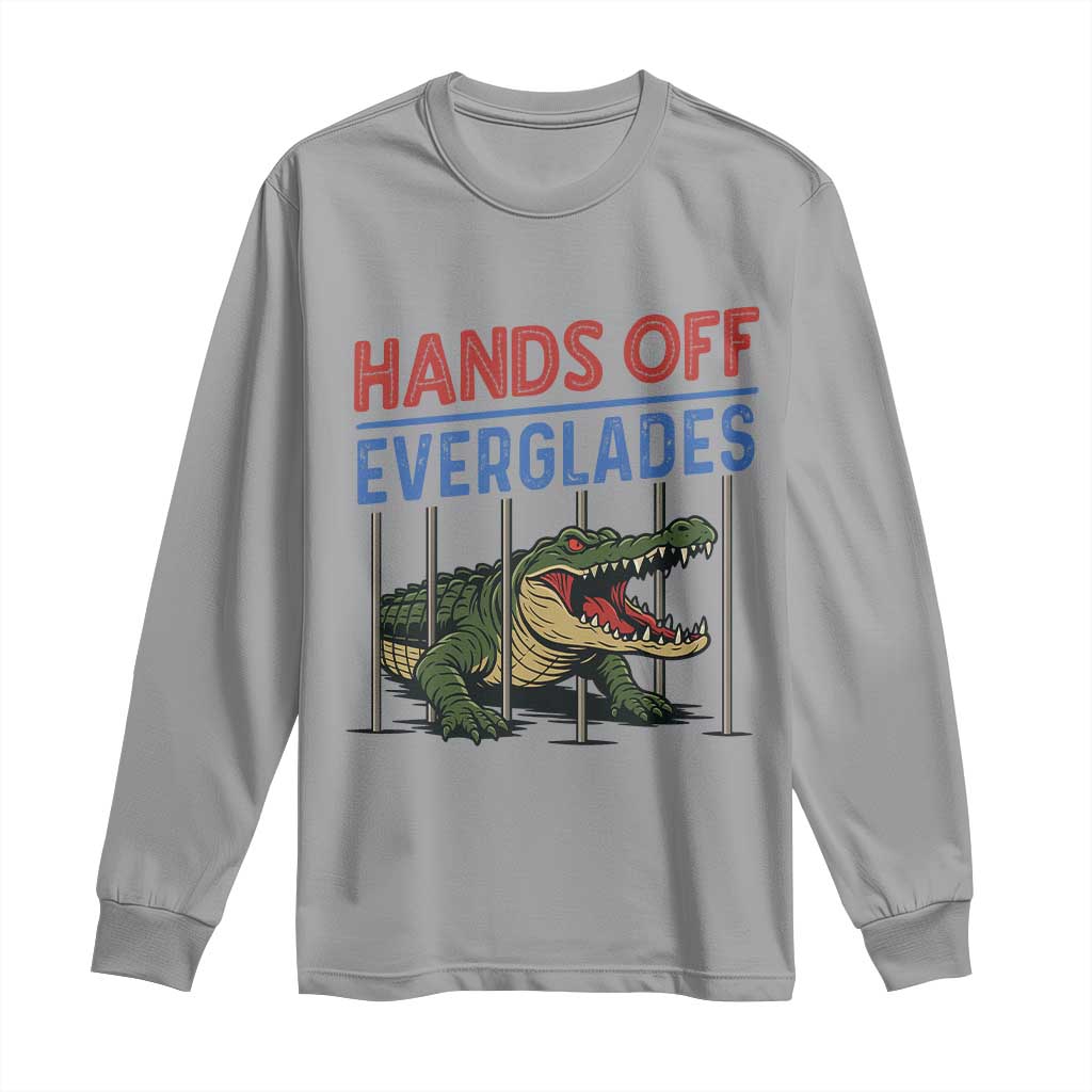 Hands Off Everglades Long Sleeve Shirt Alligator Protest TS02 Sport Gray Print Your Wear