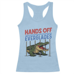 Hands Off Everglades Racerback Tank Top Alligator Protest TS02 Light Blue Print Your Wear