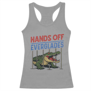 Hands Off Everglades Racerback Tank Top Alligator Protest TS02 Sport Gray Print Your Wear