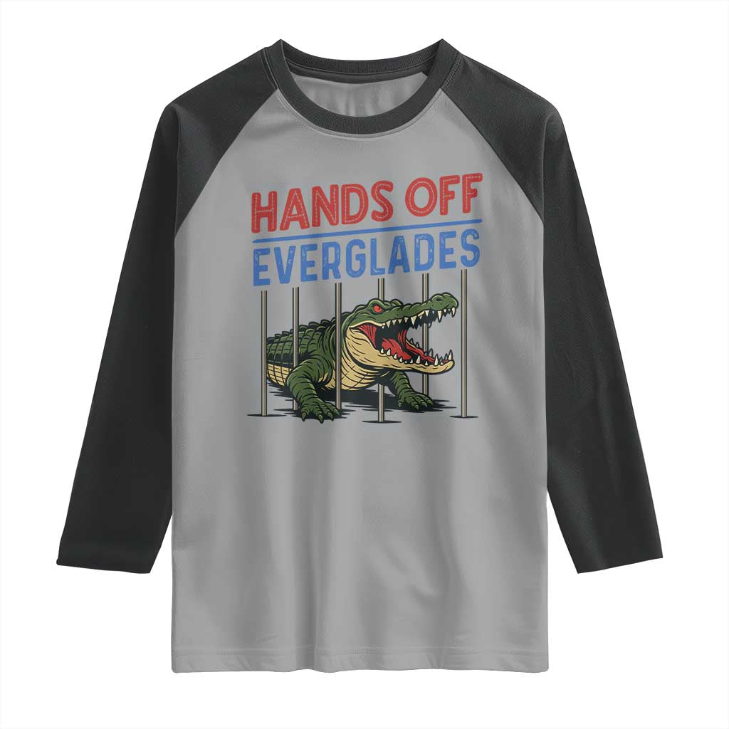 Hands Off Everglades Raglan Shirt Alligator Protest TS02 Sport Gray Black Print Your Wear