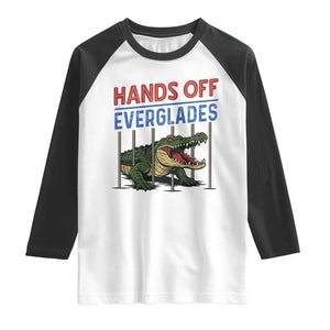 Hands Off Everglades Raglan Shirt Alligator Protest TS02 White Black Print Your Wear