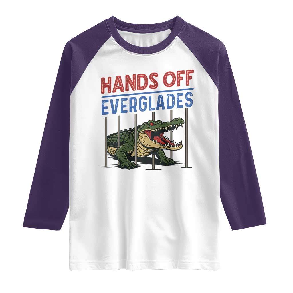 Hands Off Everglades Raglan Shirt Alligator Protest TS02 White Purple Print Your Wear