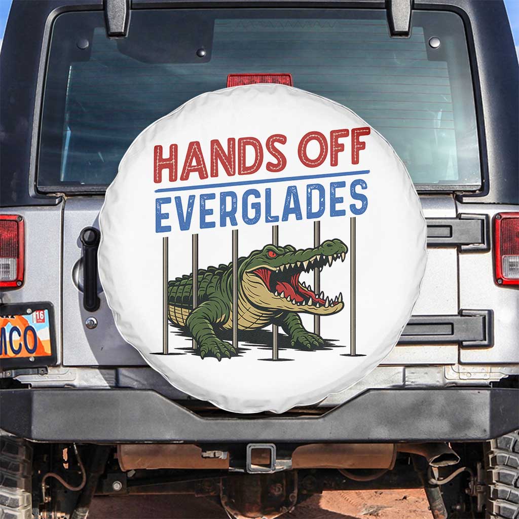 Hands Off Everglades Spare Tire Cover Alligator Protest TS02 No hole White Print Your Wear