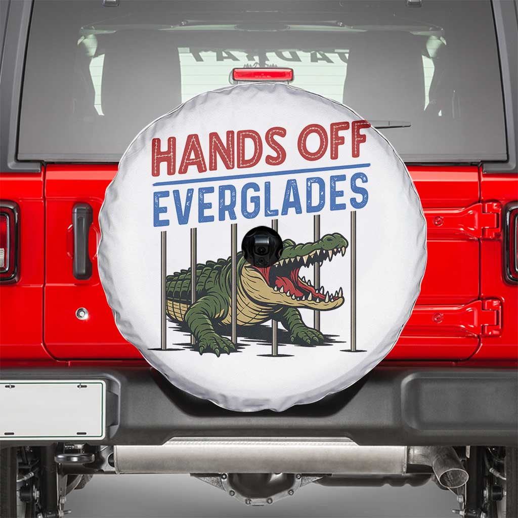 Hands Off Everglades Spare Tire Cover Alligator Protest TS02 White Print Your Wear