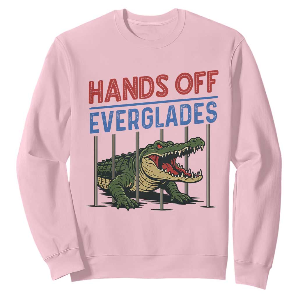 Hands Off Everglades Sweatshirt Alligator Protest TS02 Light Pink Print Your Wear