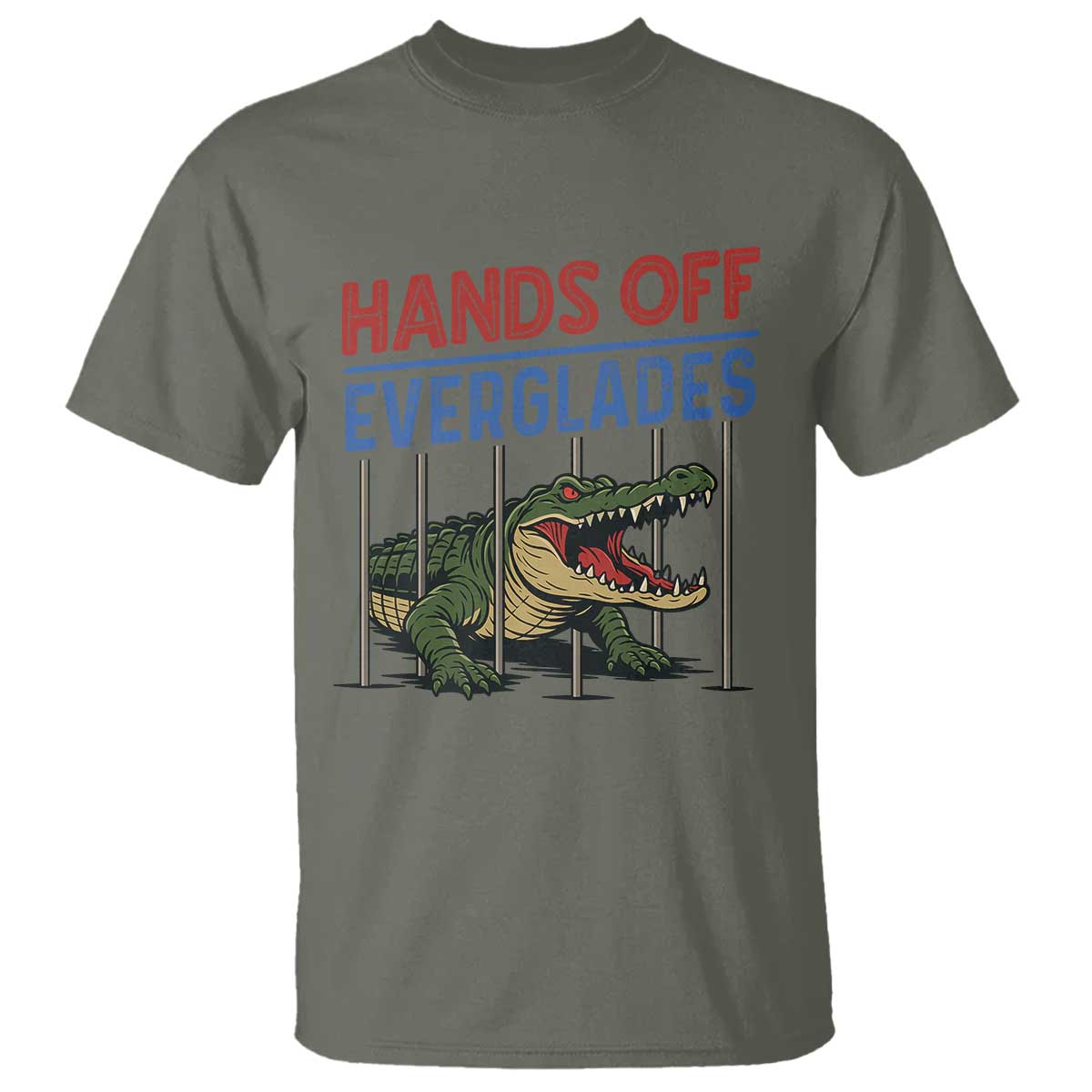 Hands Off Everglades T Shirt Alligator Protest TS02 Military Green Print Your Wear