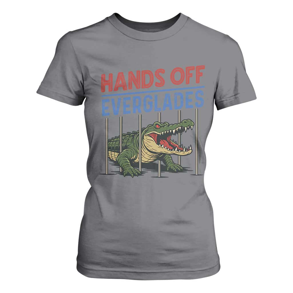 Hands Off Everglades T Shirt For Women Alligator Protest TS02 Charcoal Print Your Wear