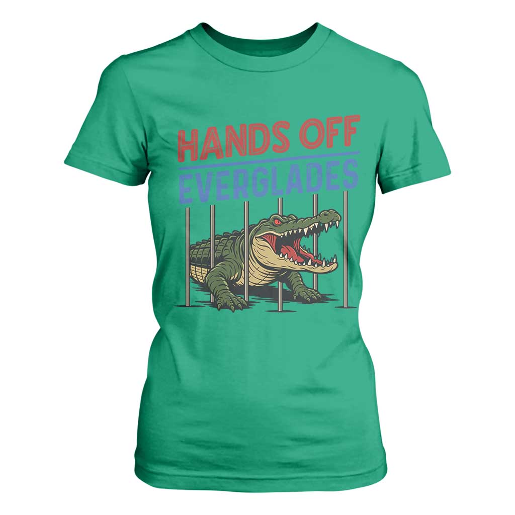 Hands Off Everglades T Shirt For Women Alligator Protest TS02 Irish Green Print Your Wear