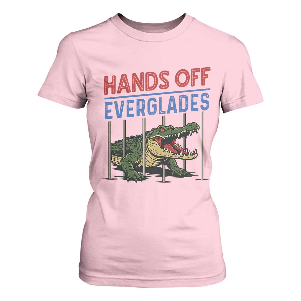 Hands Off Everglades T Shirt For Women Alligator Protest TS02 Light Pink Print Your Wear