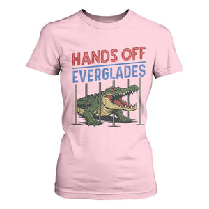 Hands Off Everglades T Shirt For Women Alligator Protest TS02 Light Pink Print Your Wear