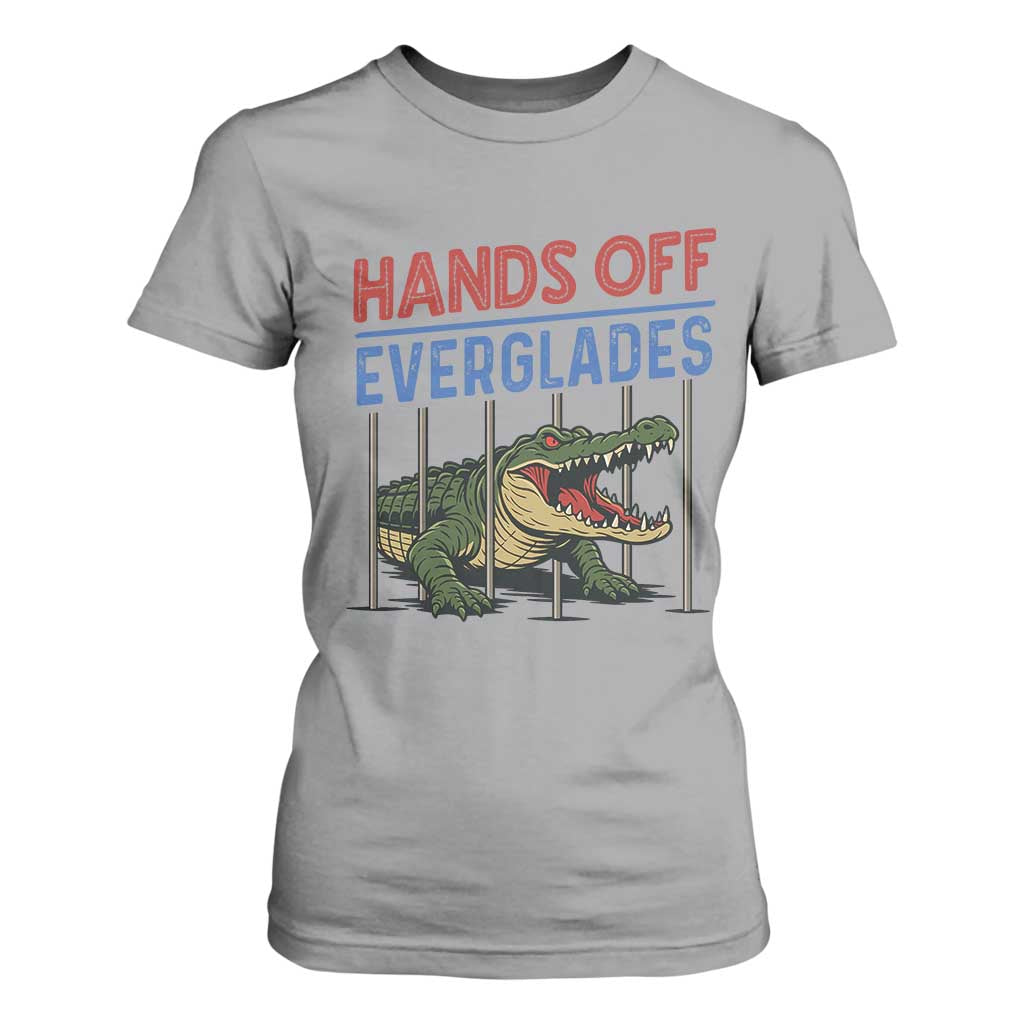 Hands Off Everglades T Shirt For Women Alligator Protest TS02 Sport Gray Print Your Wear