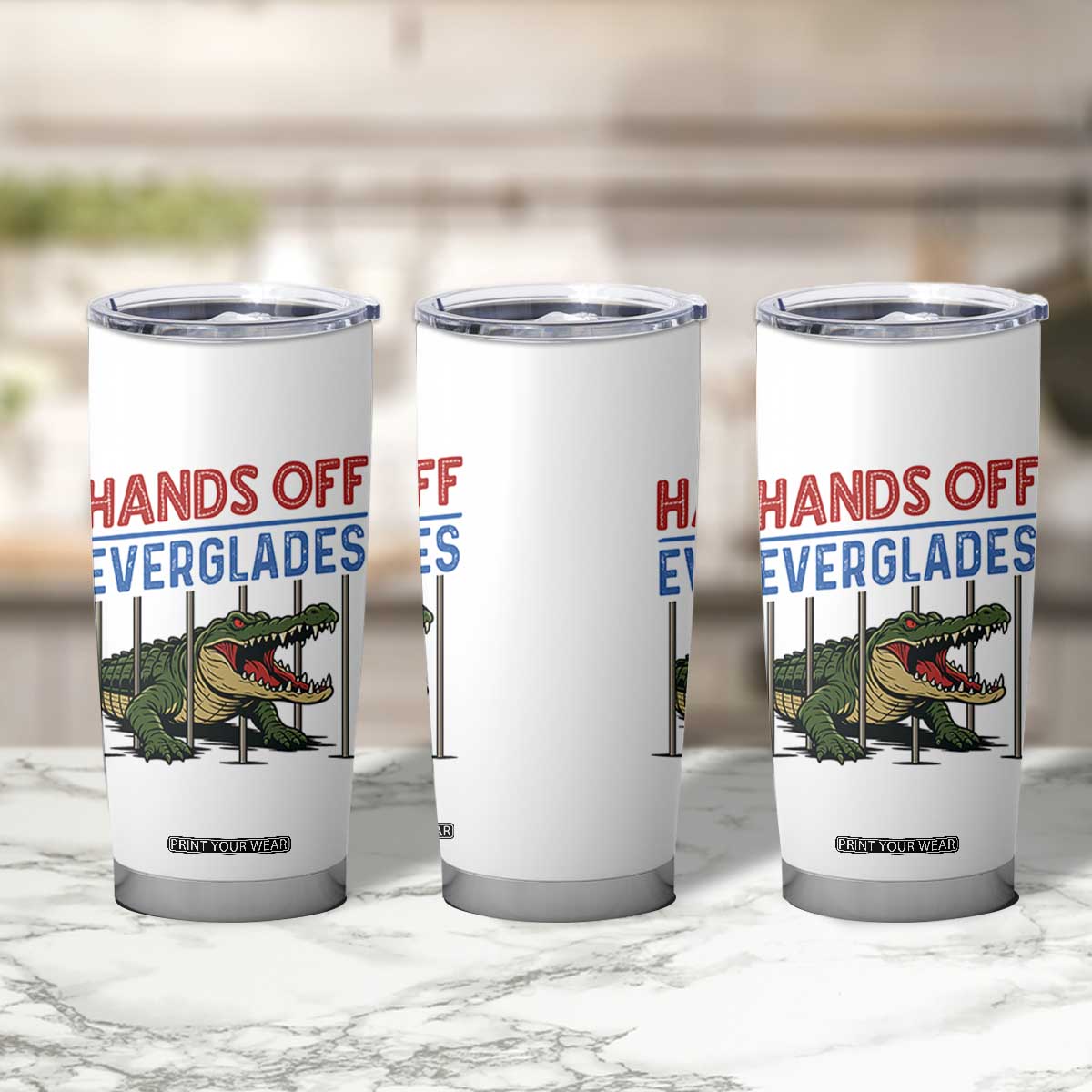 Hands Off Everglades Tumbler Cup Alligator Protest TS02 Print Your Wear