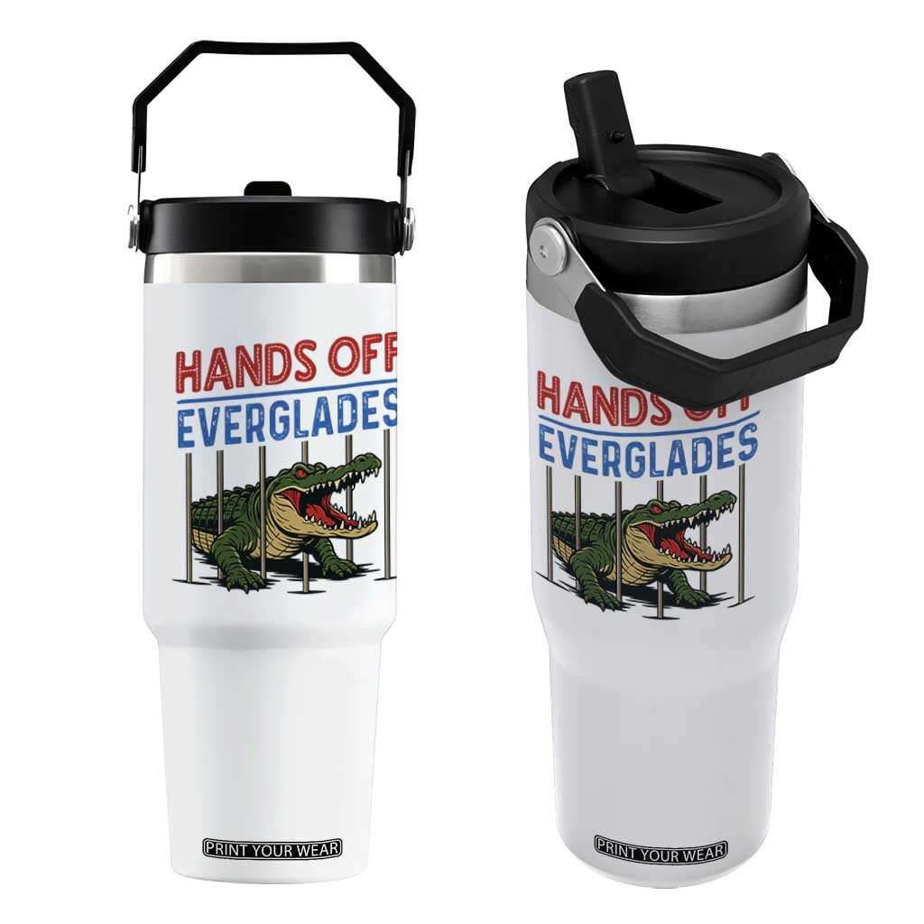 Hands Off Everglades Flip Straw Tumbler Alligator Protest TS02 One Size: 30 oz White Print Your Wear