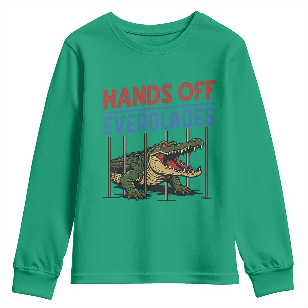 Hands Off Everglades Youth Sweatshirt Alligator Protest TS02 Irish Green Print Your Wear