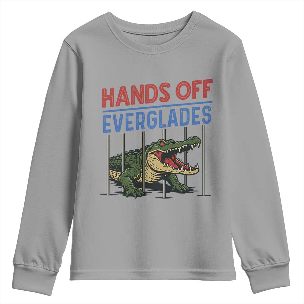Hands Off Everglades Youth Sweatshirt Alligator Protest TS02 Sport Gray Print Your Wear