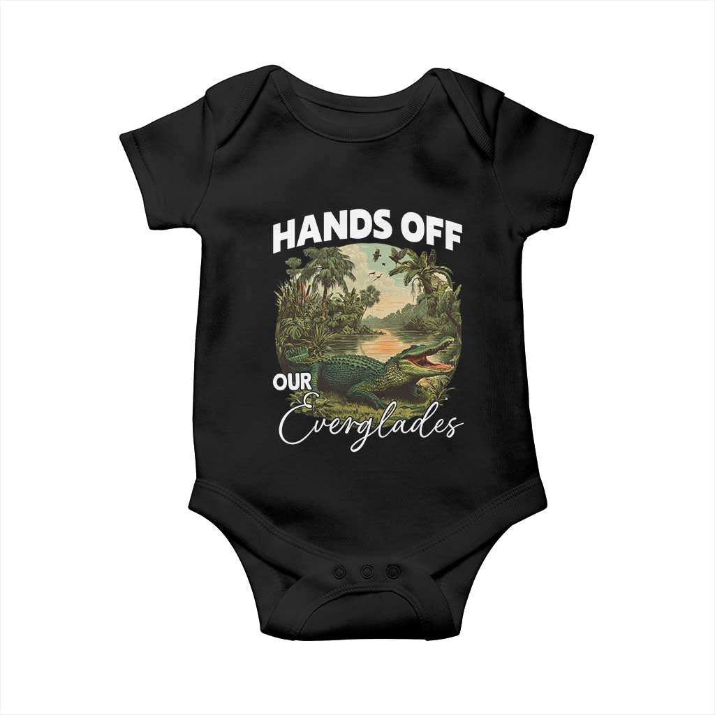 Hands Off Our Everglades Baby Onesie Vintage Alligator Swamp TS02 Black Print Your Wear
