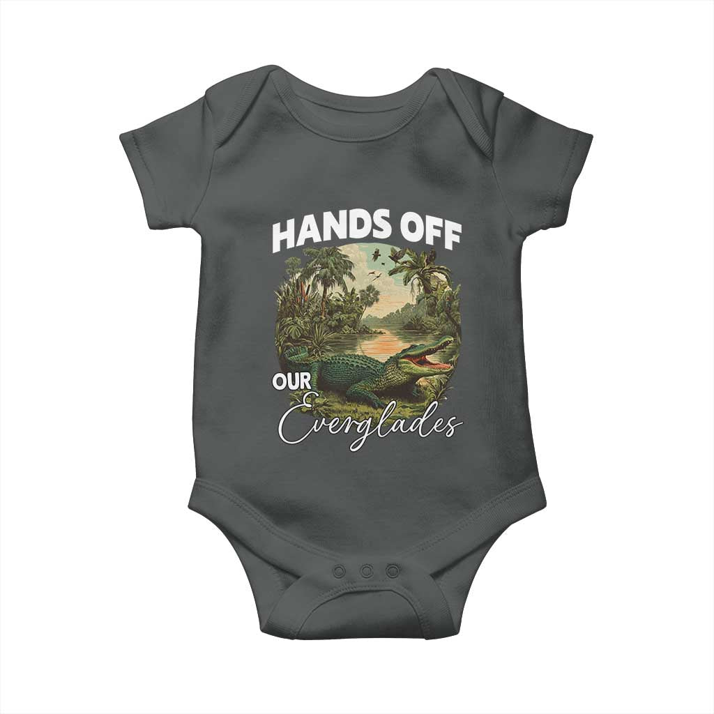 Hands Off Our Everglades Baby Onesie Vintage Alligator Swamp TS02 Dark Heather Print Your Wear