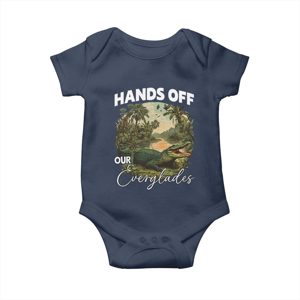 Hands Off Our Everglades Baby Onesie Vintage Alligator Swamp TS02 Navy Print Your Wear