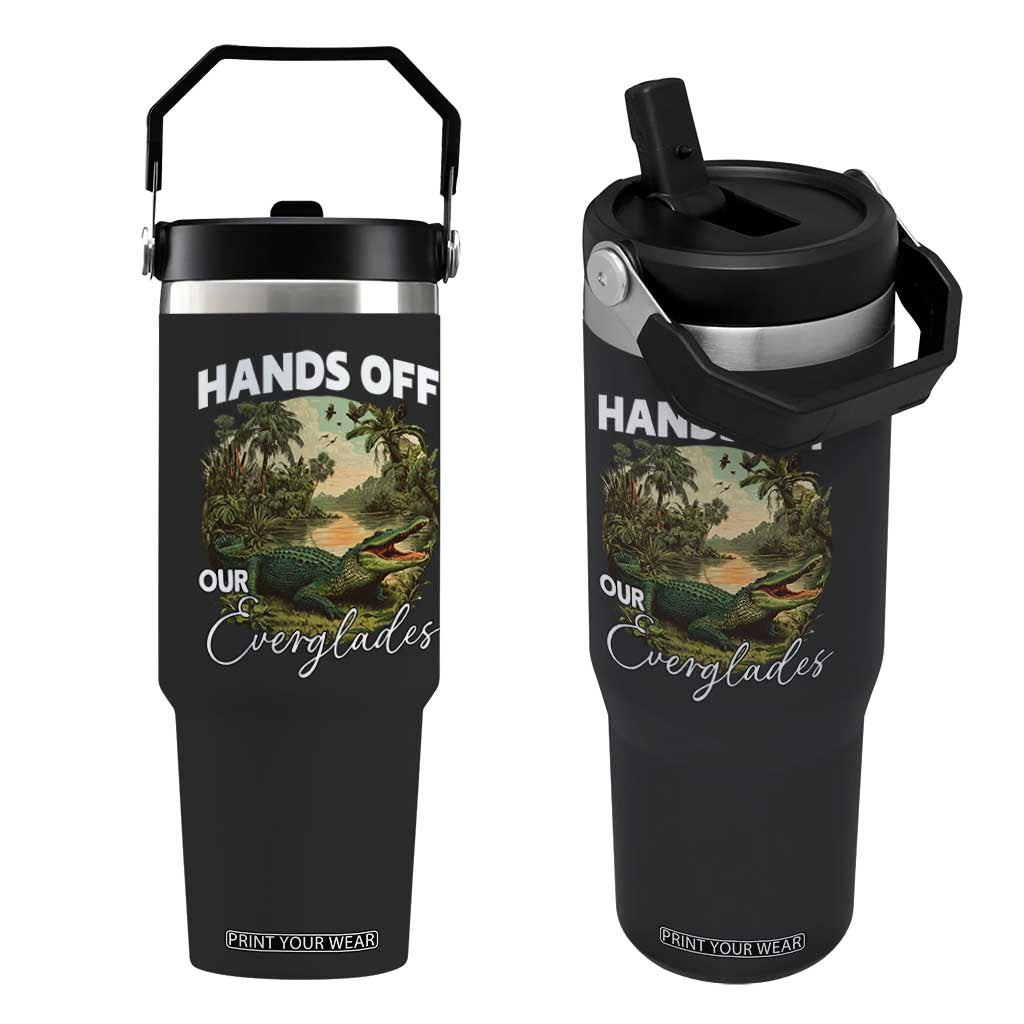Hands Off Our Everglades Flip Straw Tumbler Vintage Alligator Swamp TS02 One Size: 30 oz Black Print Your Wear