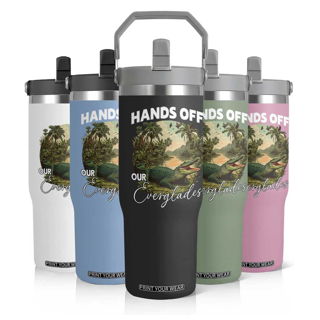 Hands Off Our Everglades Flip Straw Tumbler Vintage Alligator Swamp TS02 Print Your Wear