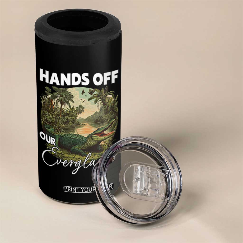 Hands Off Our Everglades 4 in 1 Can Cooler Tumbler Vintage Alligator Swamp TS02 Print Your Wear