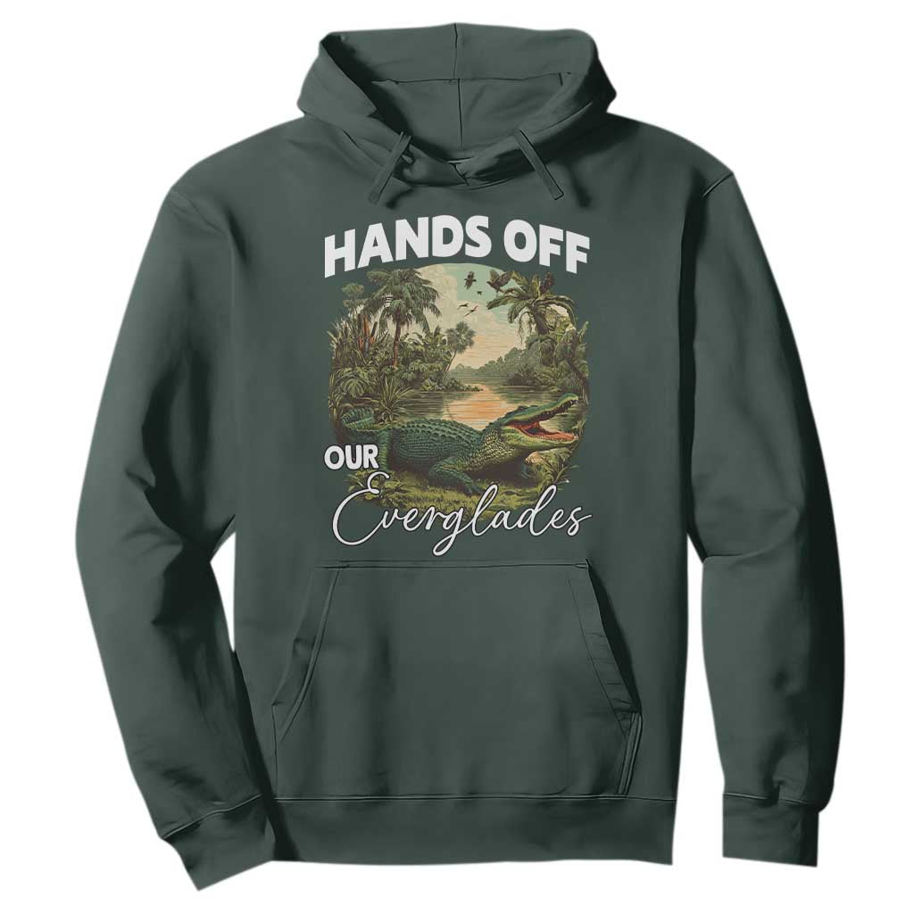 Hands Off Our Everglades Hoodie Vintage Alligator Swamp TS02 Dark Forest Green Print Your Wear