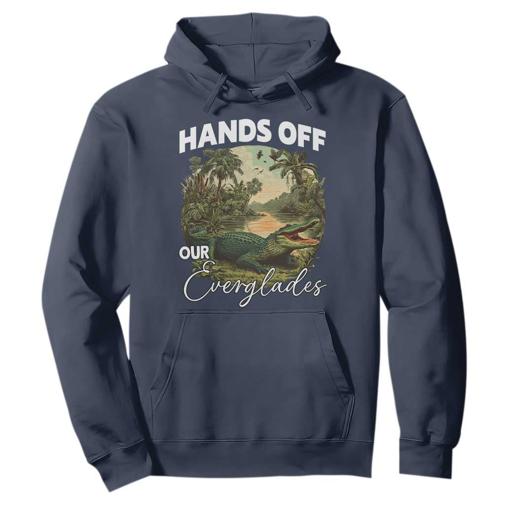 Hands Off Our Everglades Hoodie Vintage Alligator Swamp TS02 Navy Print Your Wear