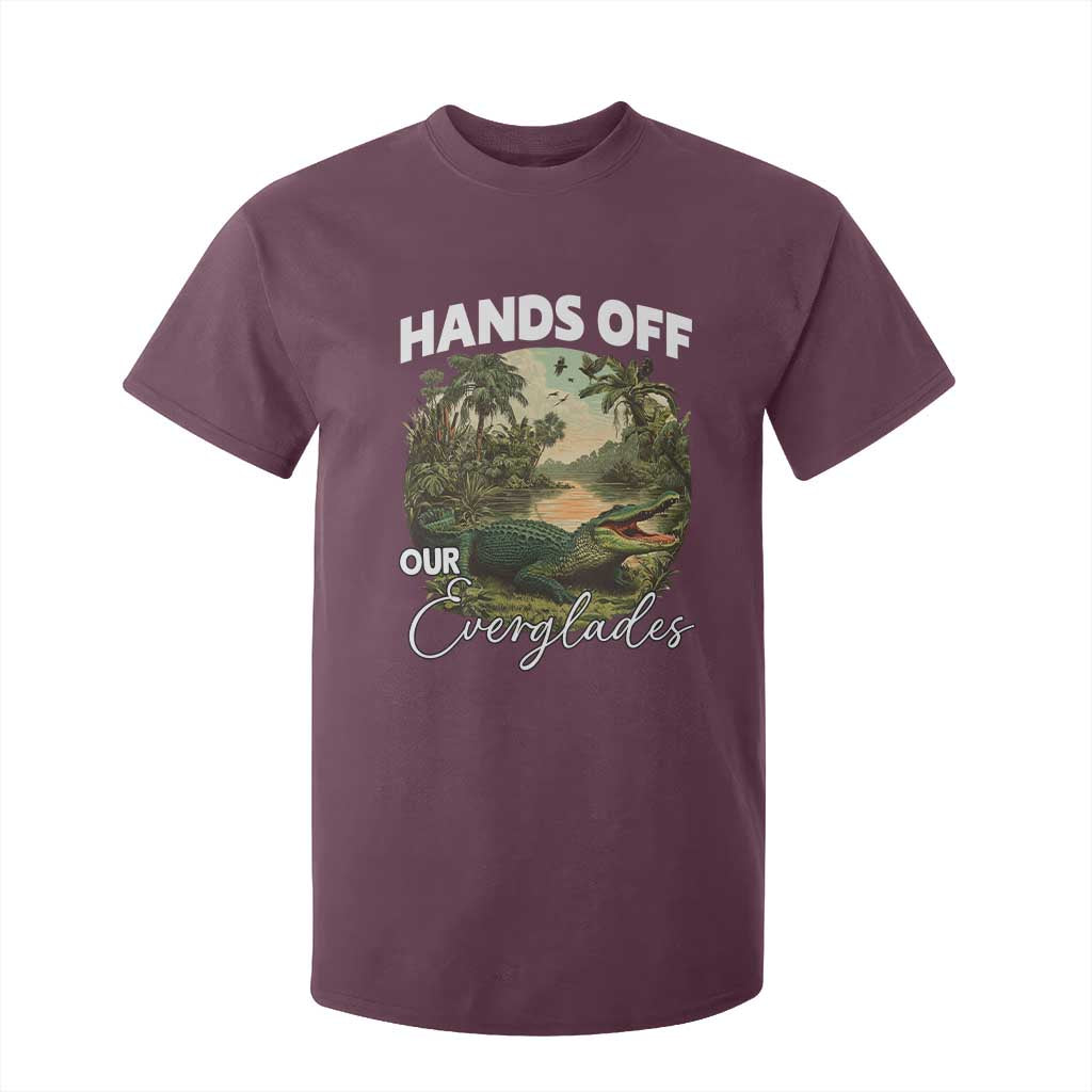 Hands Off Our Everglades T Shirt For Kid Vintage Alligator Swamp TS02 Maroon Print Your Wear