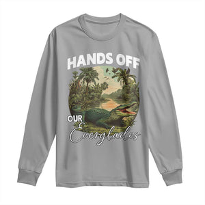 Hands Off Our Everglades Long Sleeve Shirt Vintage Alligator Swamp TS02 Sport Gray Print Your Wear