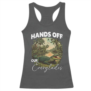 Hands Off Our Everglades Racerback Tank Top Vintage Alligator Swamp TS02 Dark Heather Print Your Wear