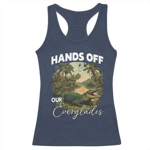 Hands Off Our Everglades Racerback Tank Top Vintage Alligator Swamp TS02 Navy Print Your Wear