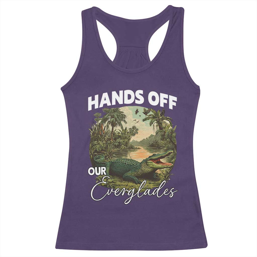 Hands Off Our Everglades Racerback Tank Top Vintage Alligator Swamp TS02 Purple Print Your Wear