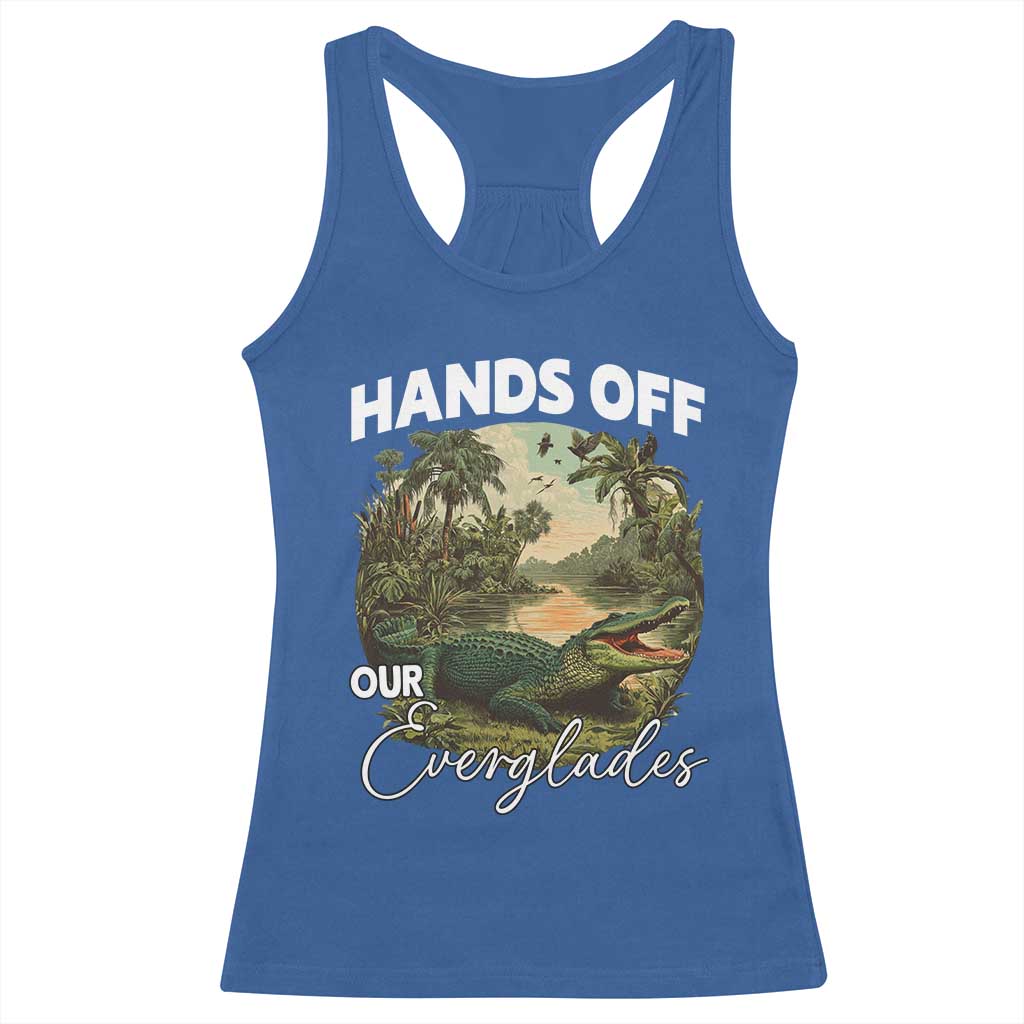 Hands Off Our Everglades Racerback Tank Top Vintage Alligator Swamp TS02 Royal Blue Print Your Wear
