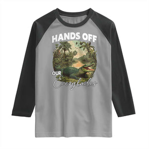 Hands Off Our Everglades Raglan Shirt Vintage Alligator Swamp TS02 Sport Gray Black Print Your Wear