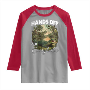 Hands Off Our Everglades Raglan Shirt Vintage Alligator Swamp TS02 Sport Gray Red Print Your Wear