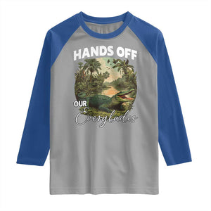 Hands Off Our Everglades Raglan Shirt Vintage Alligator Swamp TS02 Sport Gray Royal Print Your Wear