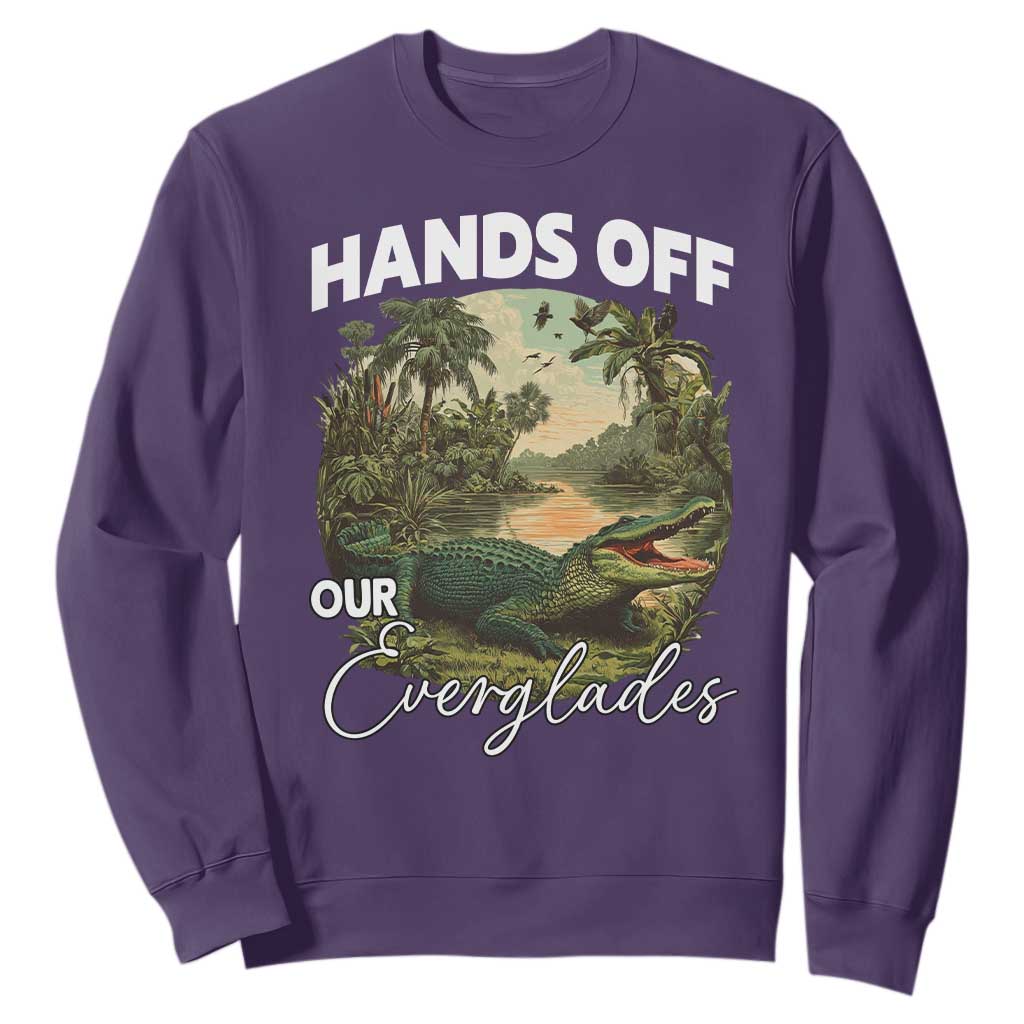Hands Off Our Everglades Sweatshirt Vintage Alligator Swamp TS02 Purple Print Your Wear