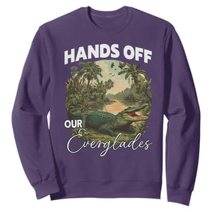 Hands Off Our Everglades Sweatshirt Vintage Alligator Swamp TS02 Purple Print Your Wear