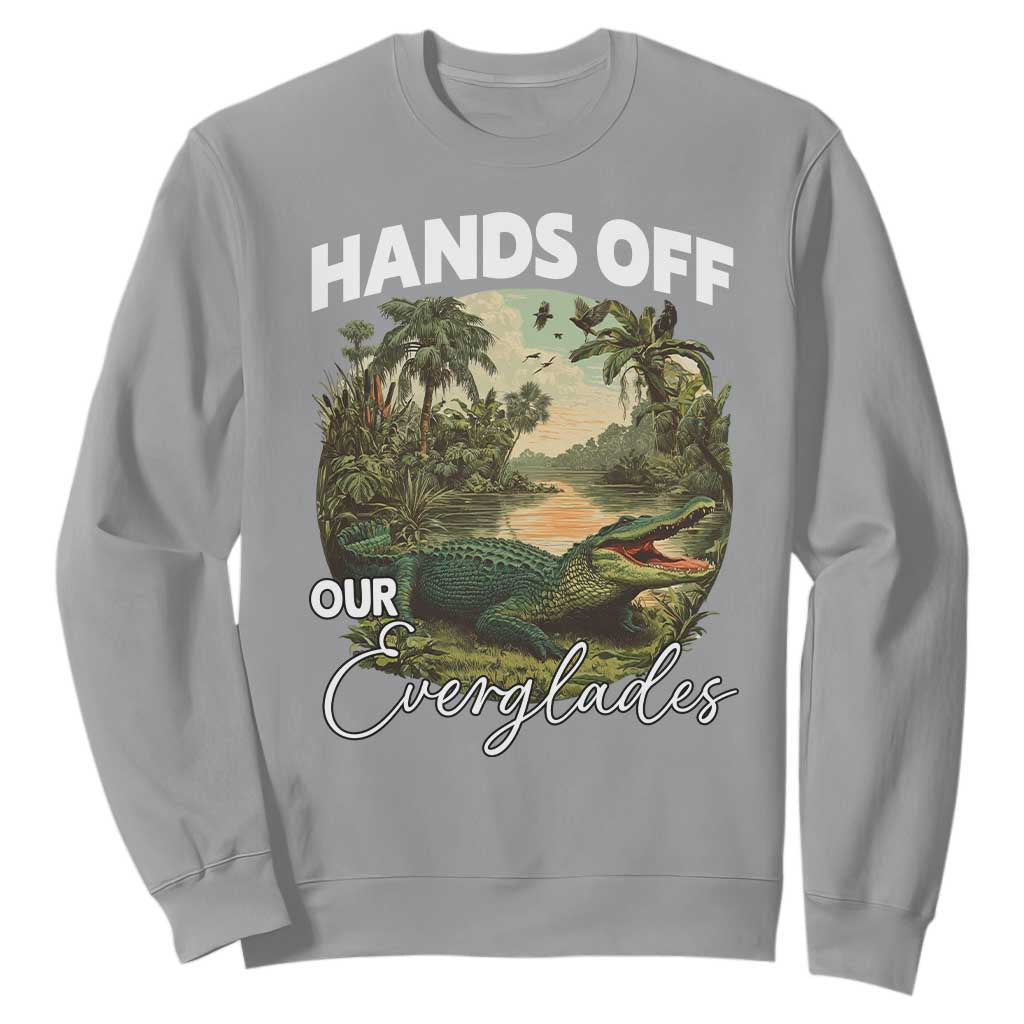 Hands Off Our Everglades Sweatshirt Vintage Alligator Swamp TS02 Sport Gray Print Your Wear