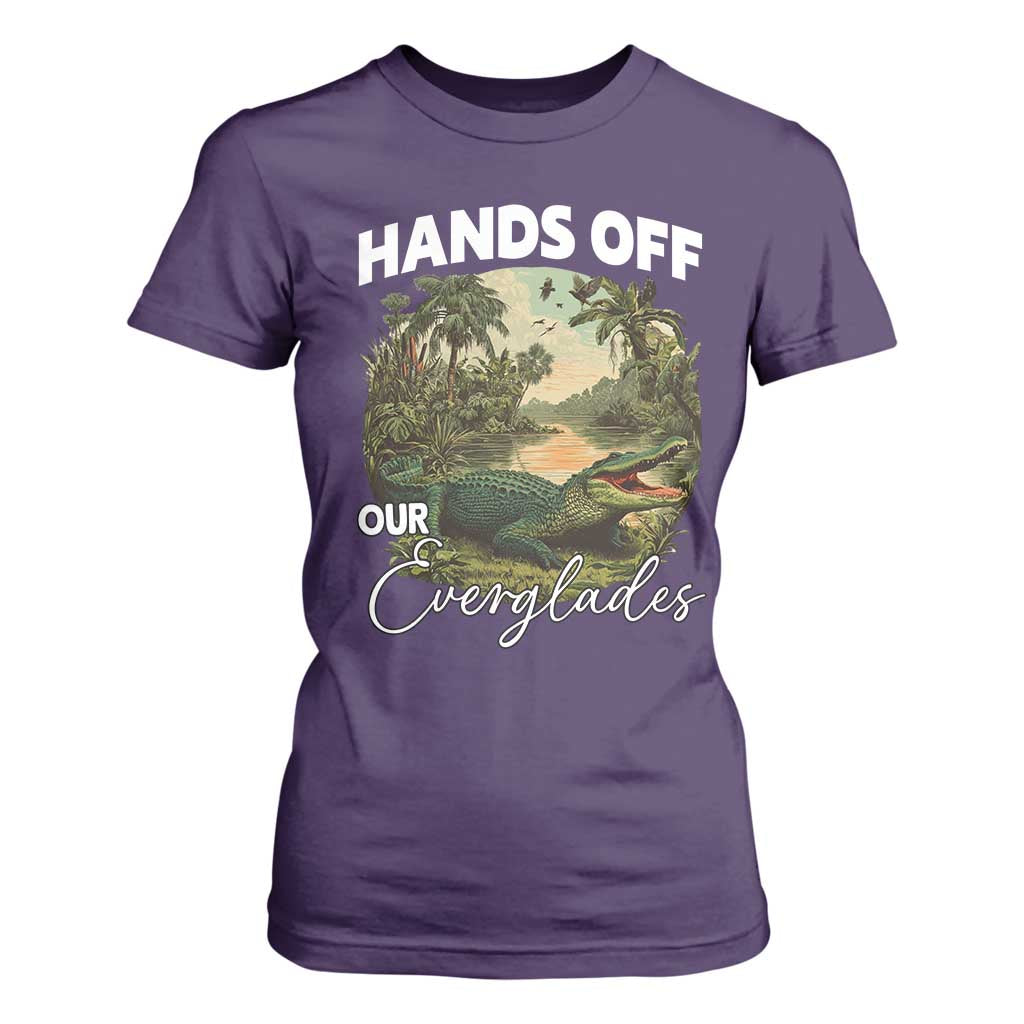 Hands Off Our Everglades T Shirt For Women Vintage Alligator Swamp TS02 Purple Print Your Wear